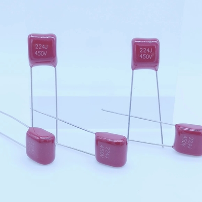लाल धातुकृत पॉलीप्रोपाइलीन फिल्म छोटा संधारित्र 220nF 450VDC
