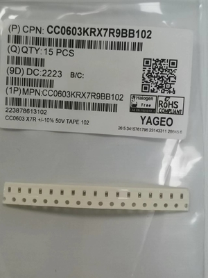 102K / 50V बहुपरत सिरेमिक कैपेसिटर 0603 कोटिंग SMD X7R