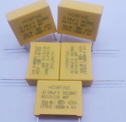 पीला रंग सुरक्षा संधारित्र MPX-X2 0.56UF 310V-330V P22.5MM